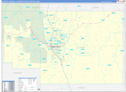 Colorado Springs Metro Area Wall Map Basic Style 2024